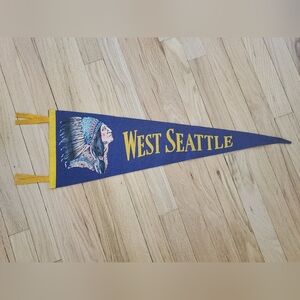 Vintage West Seattle Indians High School 1950s Wall Pennant Flag